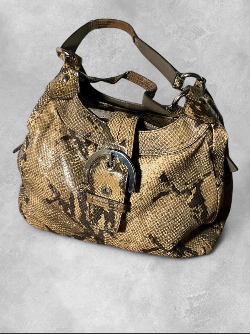 Coach Soho Lynn Python Embossed Hobo Bag F17419 Vintage 2006 Snakeskin Print